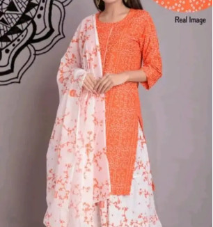 Classic Rayon Printed Kurta, Bottom And Dupatta Set For Women